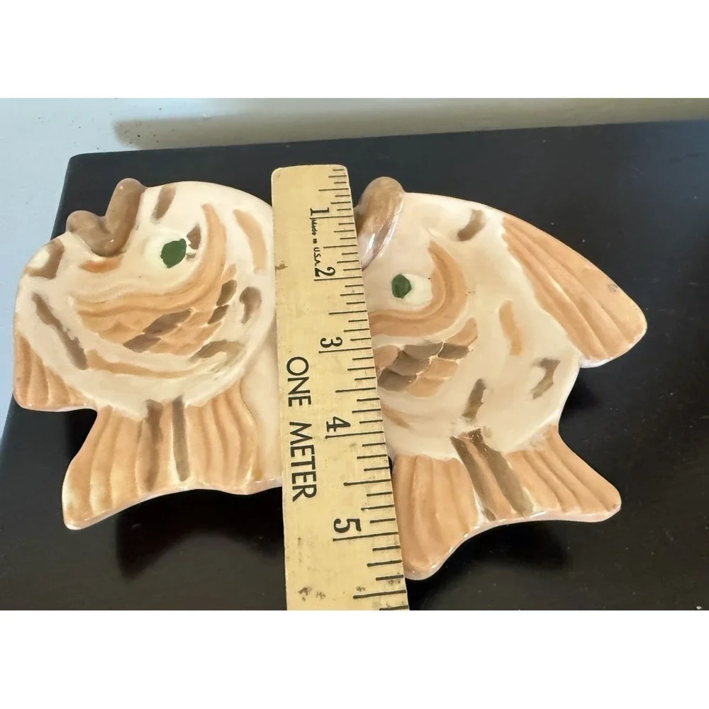Vintage‎ Ceramic Porcelain Double Fish Dish Trinket Jewelry Organizer 8